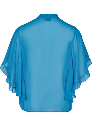 Short-sleeved blouse with ruffles, Blue ASS, Packshot image number 1
