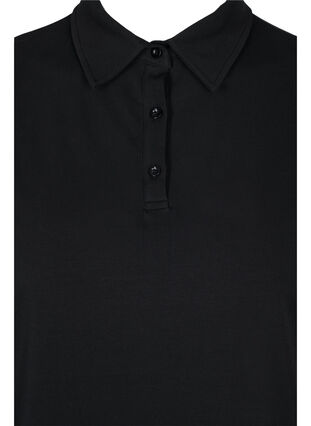 Cotton tunic with collar and short sleeves, Black, Packshot image number 2