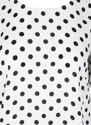 Viscose blouse with short sleeves and polka dots, White w. Black Dot, Packshot image number 2