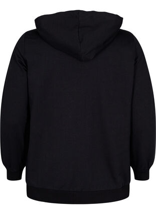 Workout sweat with zip and hood, Black, Packshot image number 1