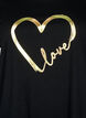 Cotton T-shirt with motif, Black w. Gold Love, Packshot image number 2
