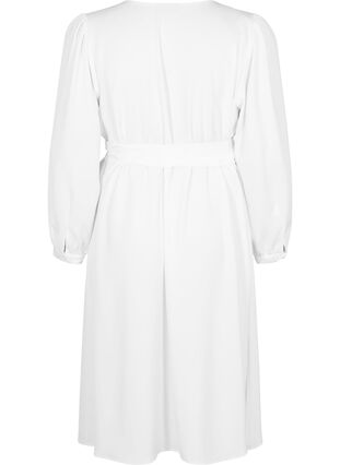 Wrap dress with long sleeves, Bright White, Packshot image number 1