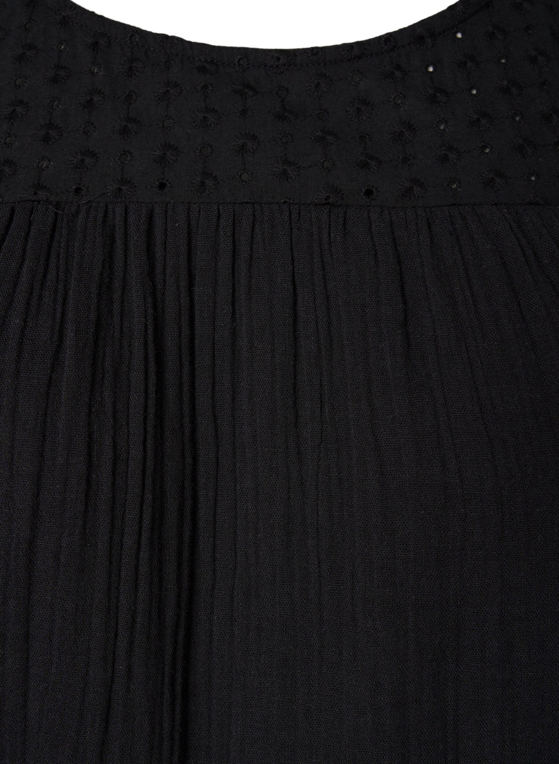 Zizzifashion Sleeveless midi dress in cotton, Black, Packshot image number 2