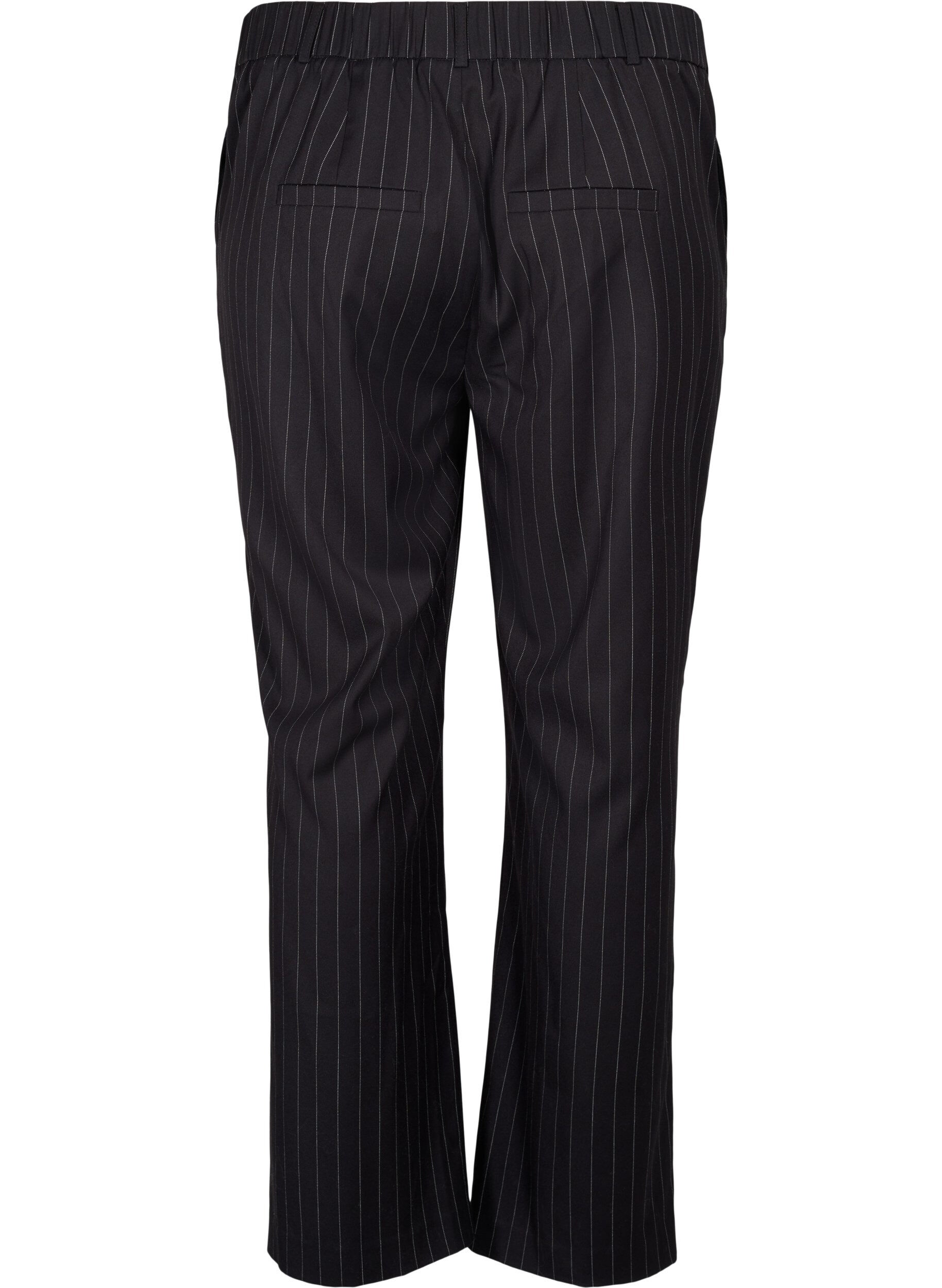 Zizzifashion Trousers with pinstripes, Black W. Pinstripe, Packshot image number 1