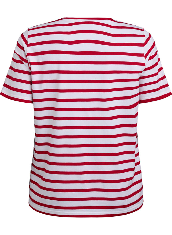 Striped T-shirt in organic cotton, Red, Packshot image number 1