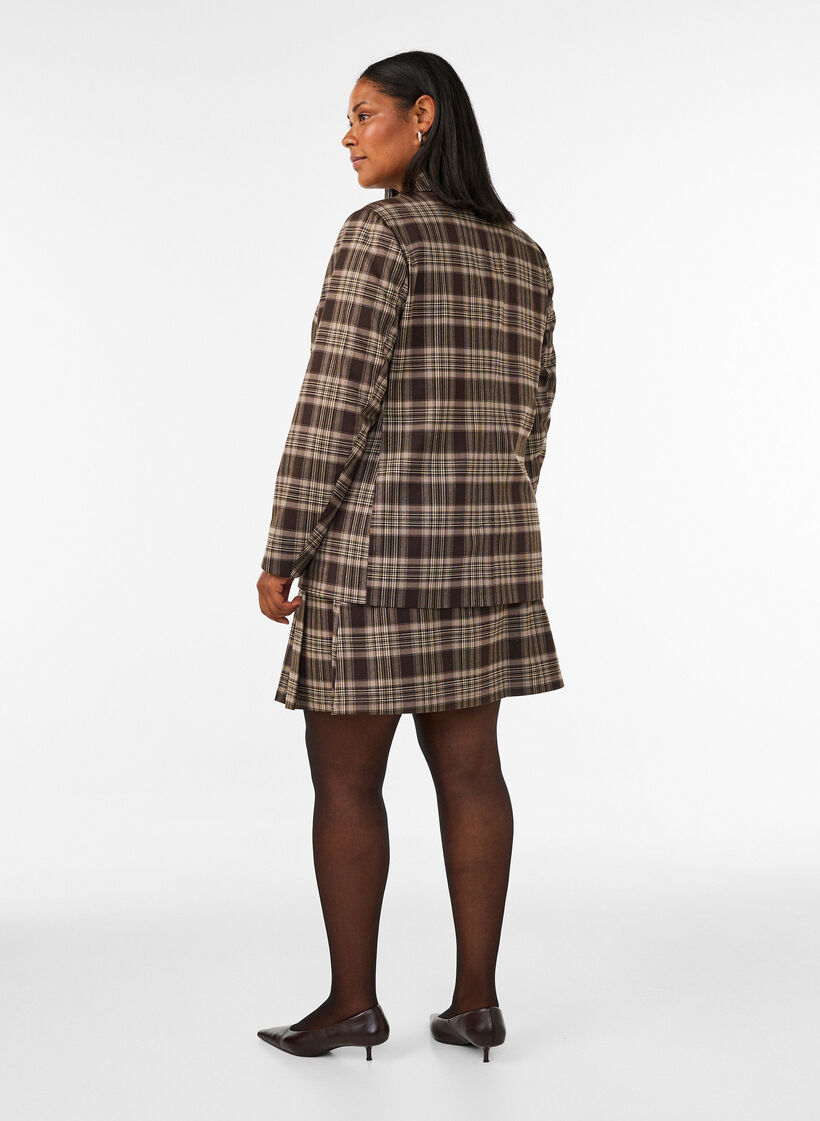 Checked blazer with pockets and back vent, Brown, Model