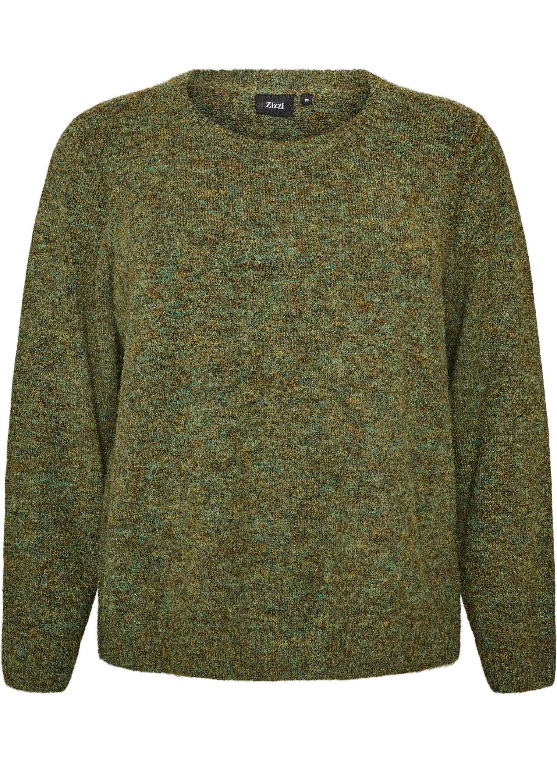 ZizzifashionLoose round neck jumper, Green, Packshot image number 0