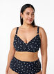Bikini top with underwire and pattern, Black, Model image number 0