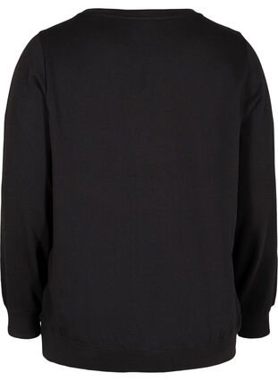 Mottled sweatshirt in a cotton blend, Black, Packshot image number 1