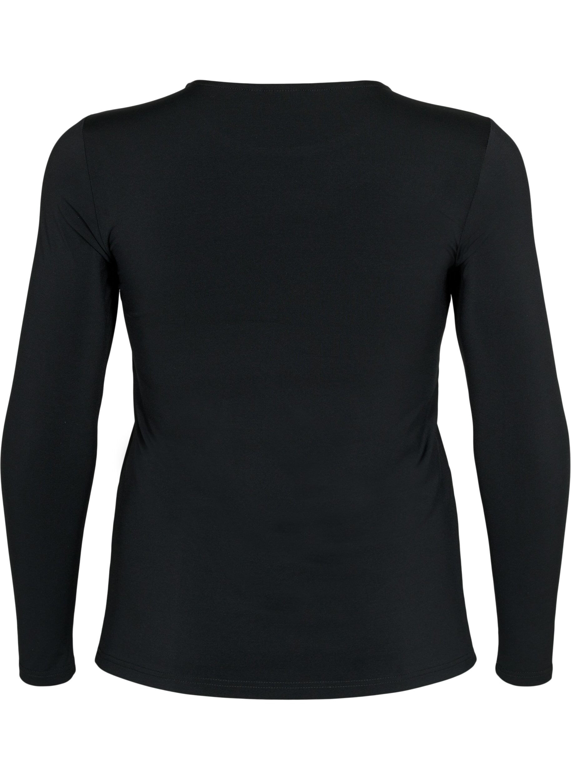 Zizzifashion Cut-out blouse with long sleeves, Black, Packshot image number 1