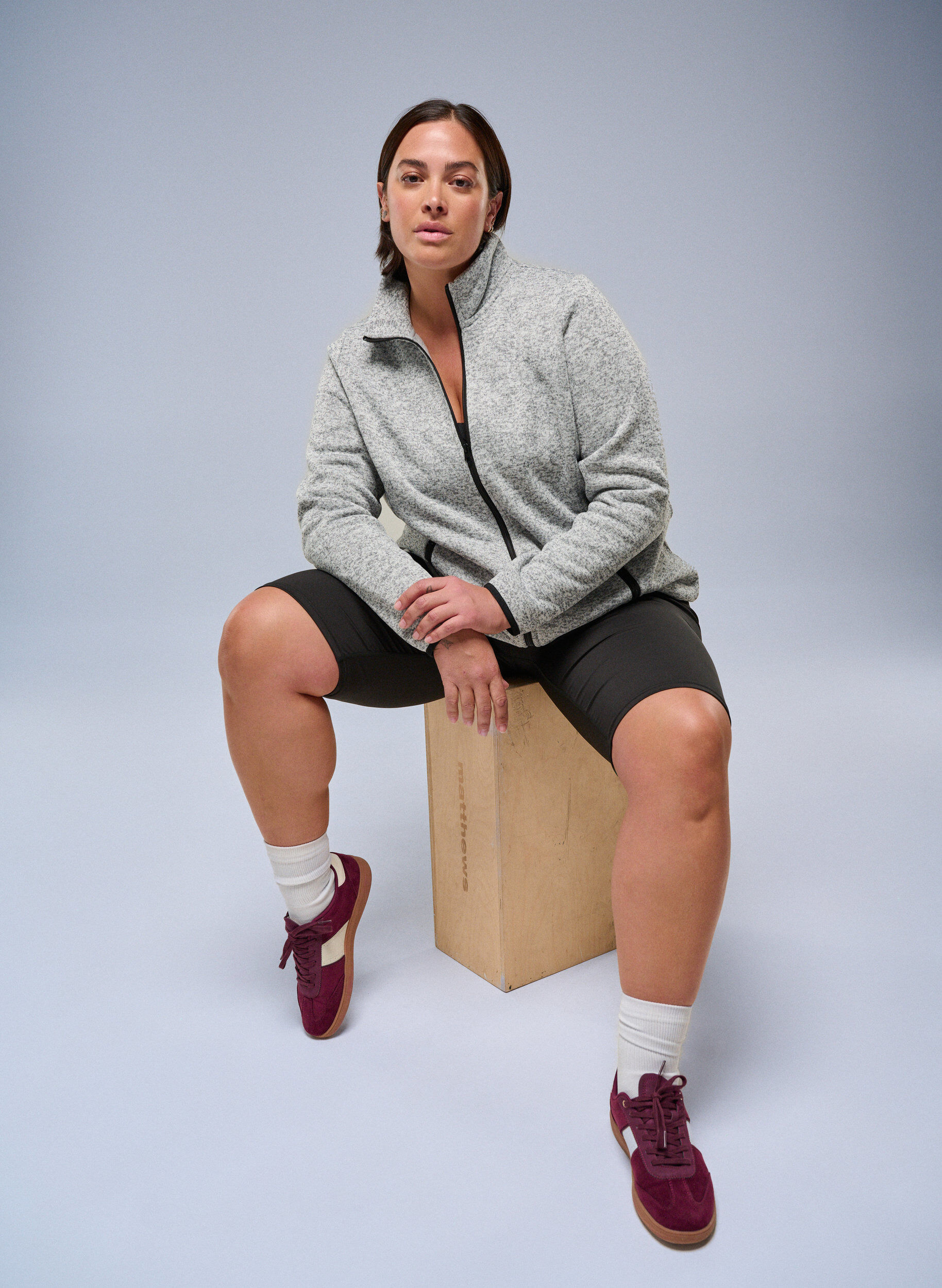 Zizzifashion Jersey cardigan with a high collar and zip, Grey, Image image number 0