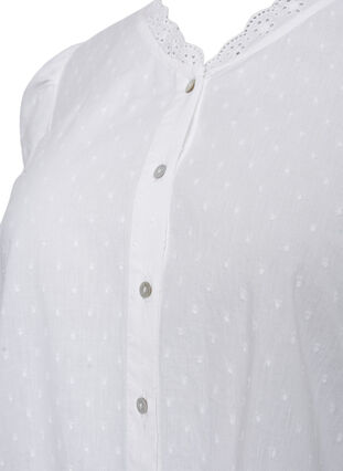 Structured shirt-blouse with embroidery anglaise , Bright White, Packshot image number 2