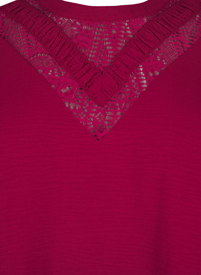 Blouse with lace detail, Red Plum, Packshot image number 2