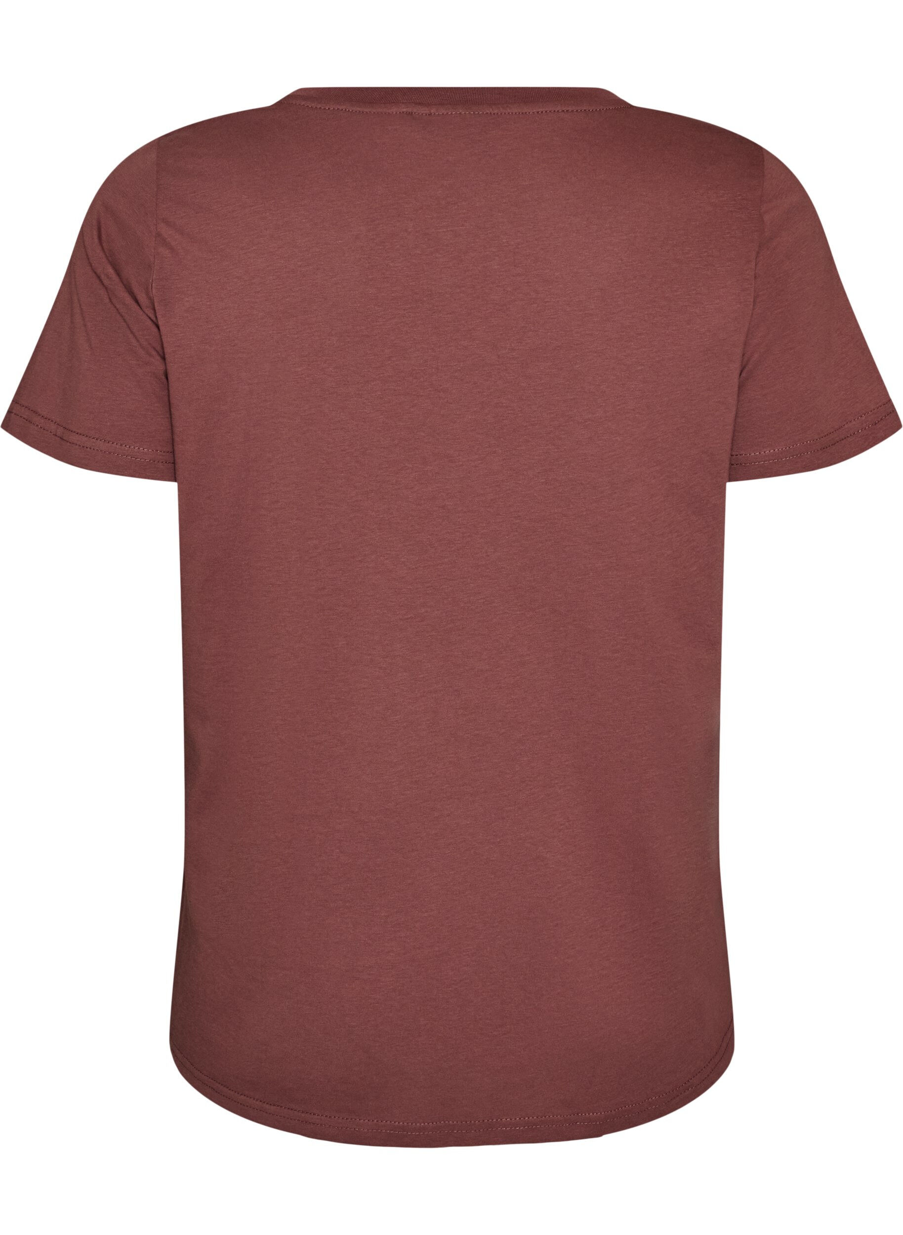 ZizzifashionCotton T-shirt with front print and V-neck, Red, Packshot image number 1