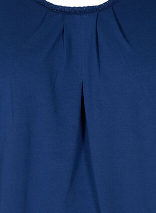 Short-sleeved t-shirt with a round neck and lace trim, Twilight Blue, Packshot image number 2
