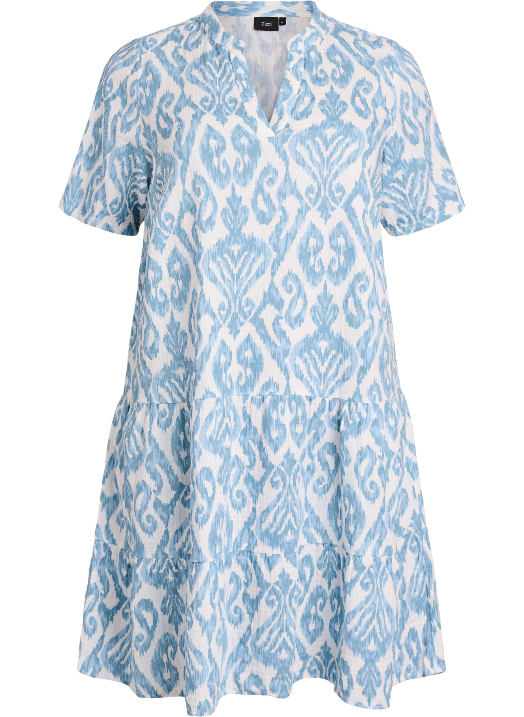 Zizzifashion Short A-line dress in cotton muslin, Vanilla, Packshot image number 0