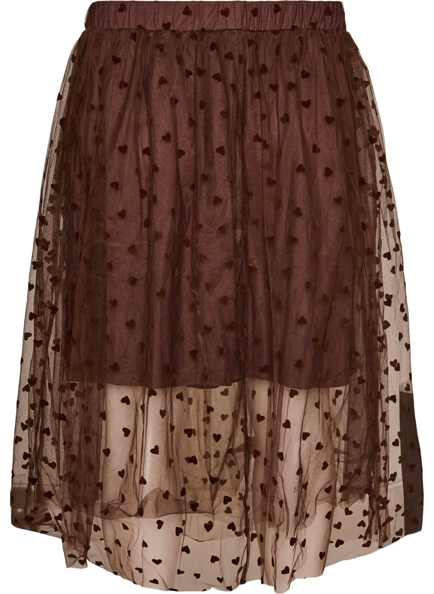 ZizzifashionMidi tulle skirt with hearts, Brown, Packshot image number 1