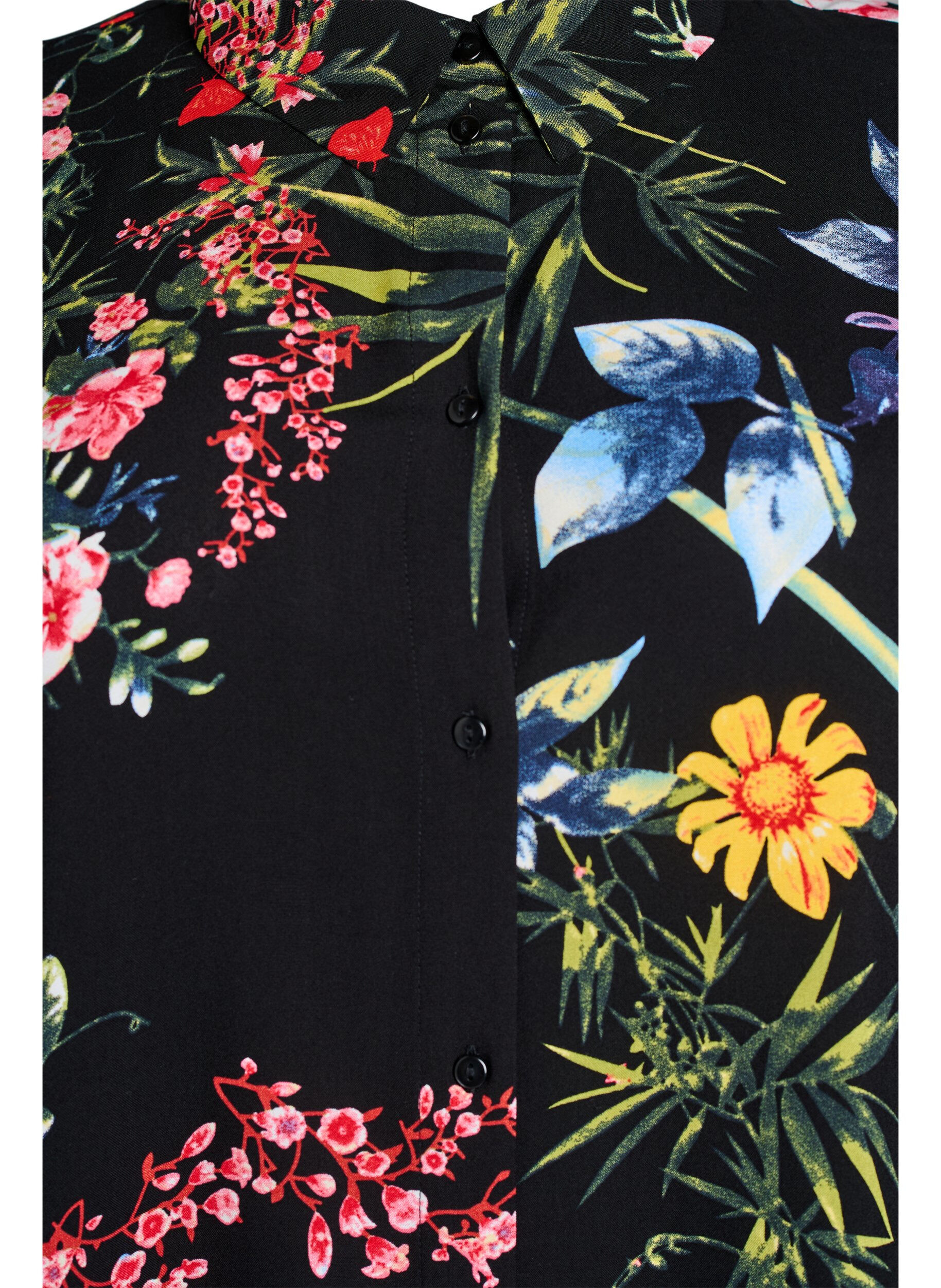 Zizzifashion Loose-fitting long shirt in viscose, Black, Packshot image number 2