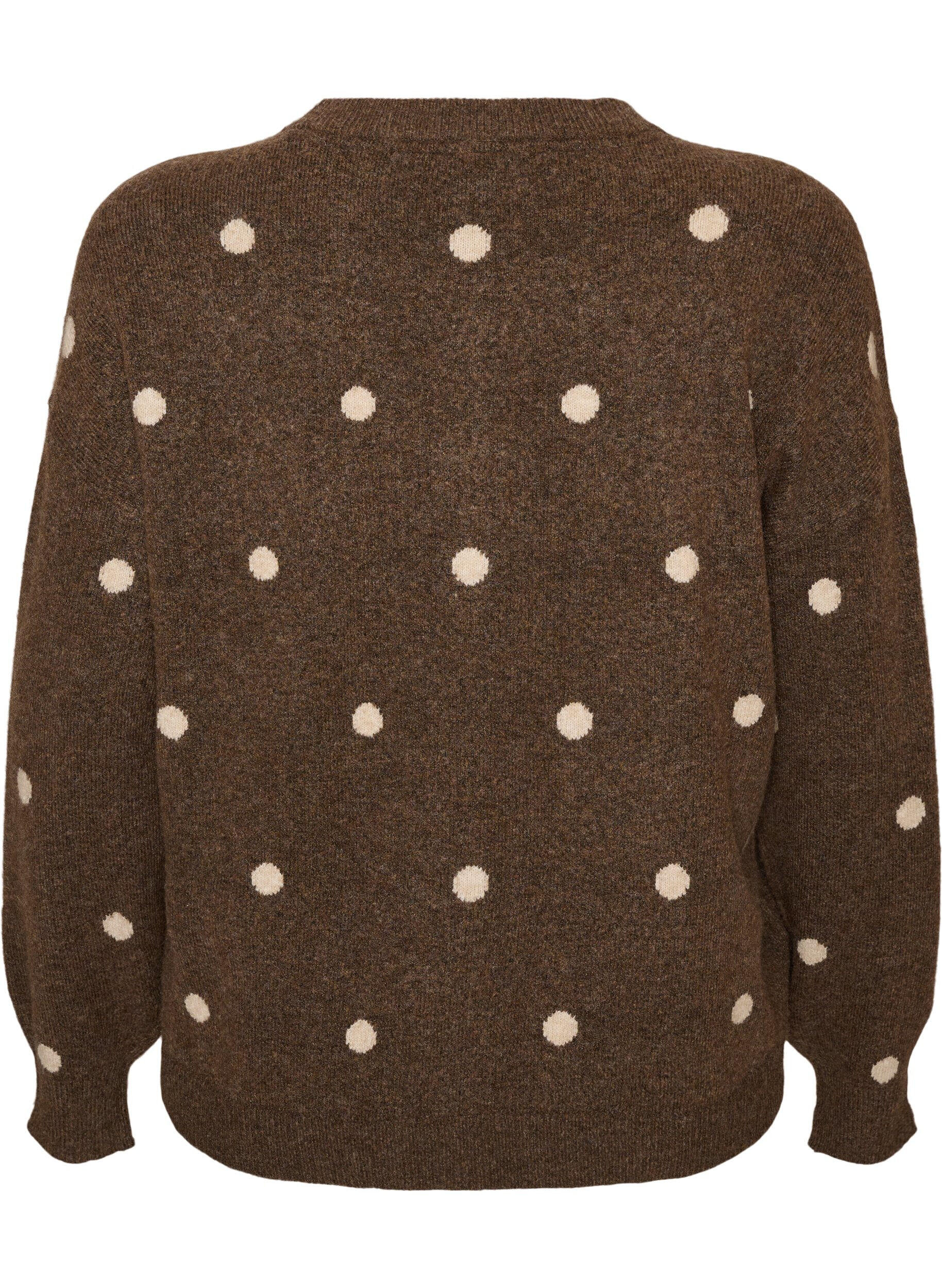 ZizzifashionCardigan with a dotted pattern, Brown, Packshot image number 1