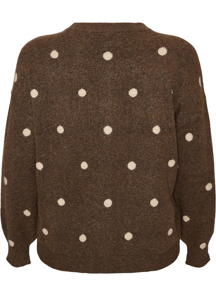 Cardigan with a dotted pattern, Brown, Packshot image number 1