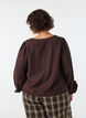 Viscose blouse with V-neck and balloon silhouette, Brown, Model image number 2