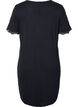 Short-sleeved viscose nightie with lace edges, Black, Packshot image number 1