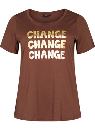 Short-sleeved cotton t-shirt, Chestnut Change, Packshot image number 0