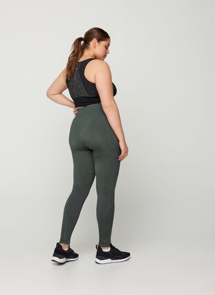High waisted, textured workout leggings, Green As SS, Model image number 1