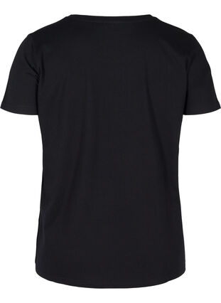 Short-sleeved cotton t-shirt with print, Black, Packshot image number 1