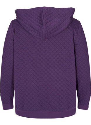 Sweater cardigan with a hood a zip, Loganberry, Packshot image number 1
