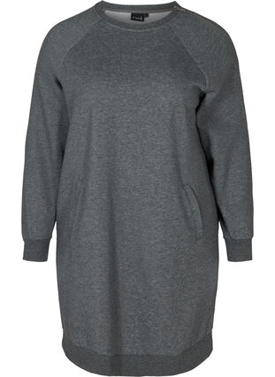 Mottled sweater dress with pockets, Dark Grey Melange, Packshot image number 0