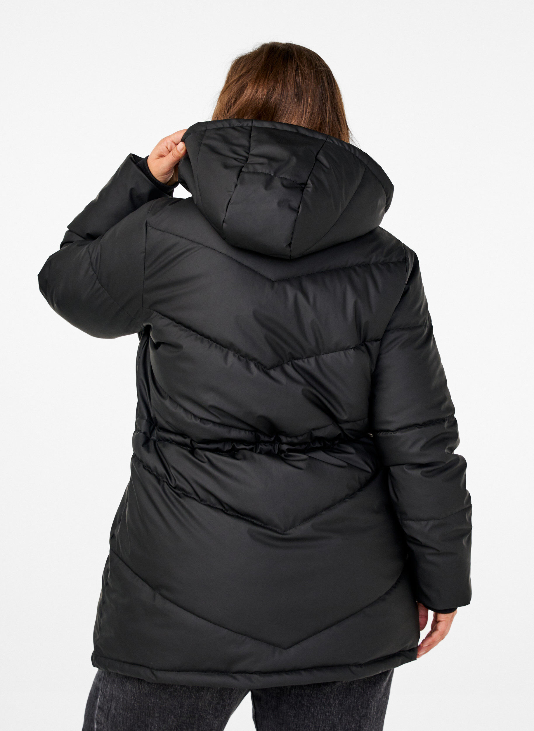 Zizzifashion Water-repellent puffer jacket with hood, Black, Model image number 1