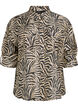 Loose shirt with animal print and chest pockets, Black, Packshot image number 0