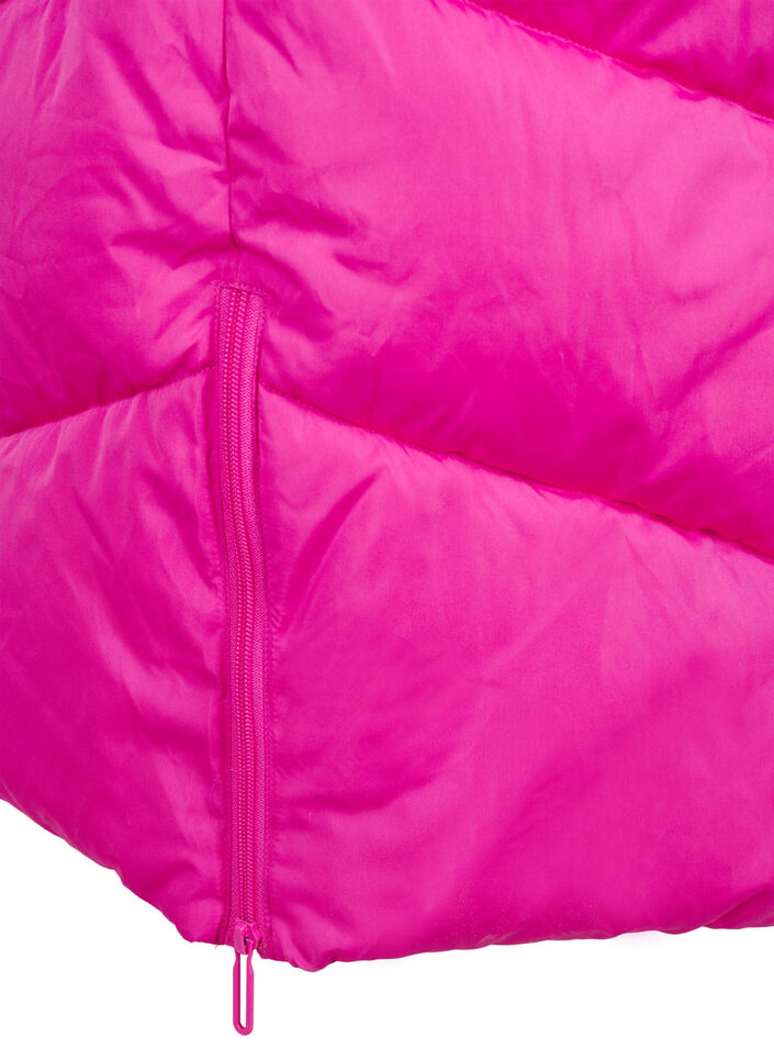 Long puffer coat with hood and pockets, Pink, Packshot image number 3