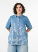 Denim shirt with floral print and short sleeves, Light Blue, Model image number 0