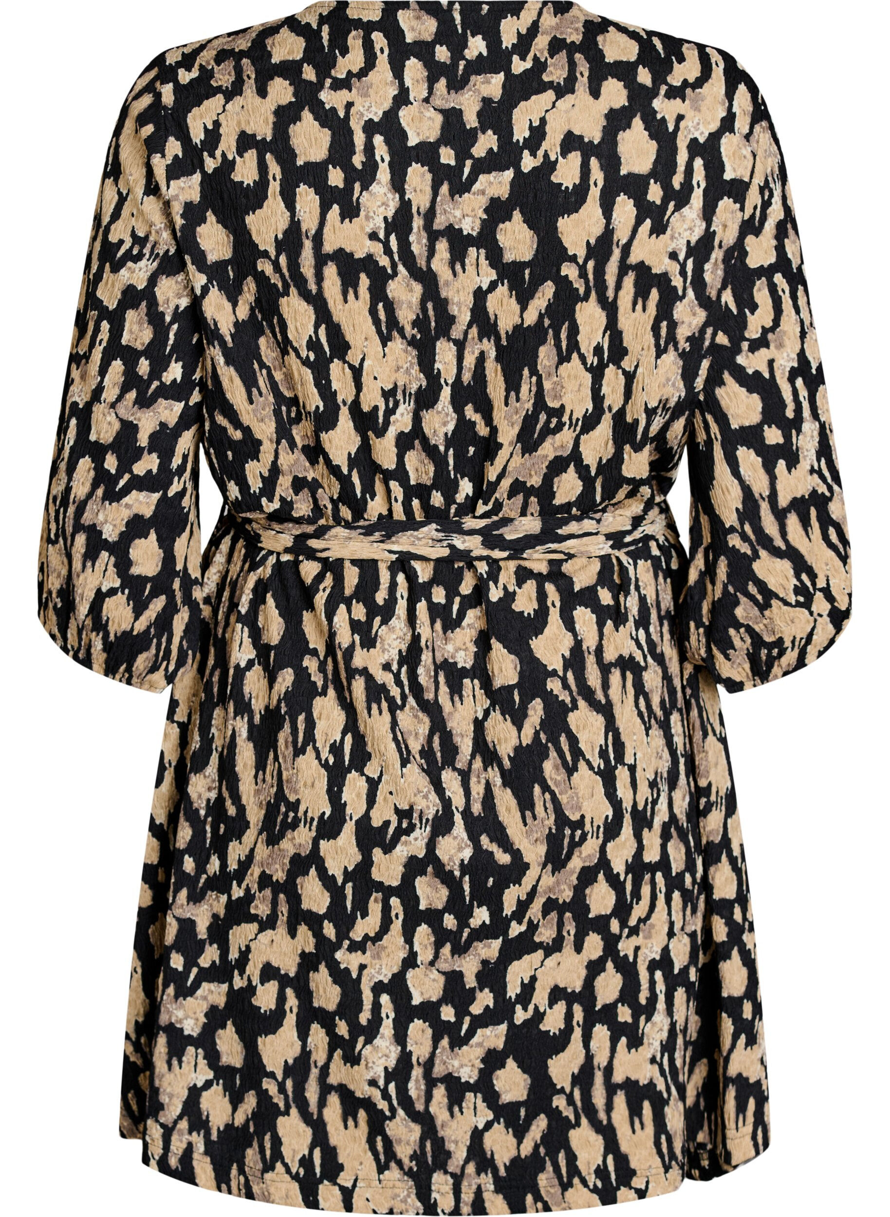 Zizzifashion Short dress with 3/4 sleeves and pattern, Black, Packshot image number 1