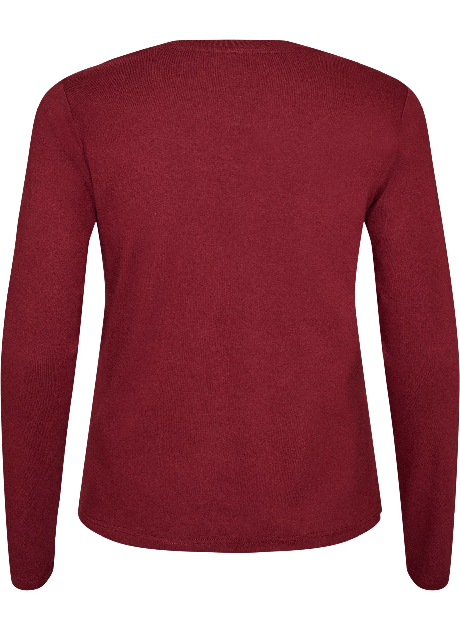 ZizzifashionLong-sleeved basic T-shirt with round neck, Red, Packshot image number 1