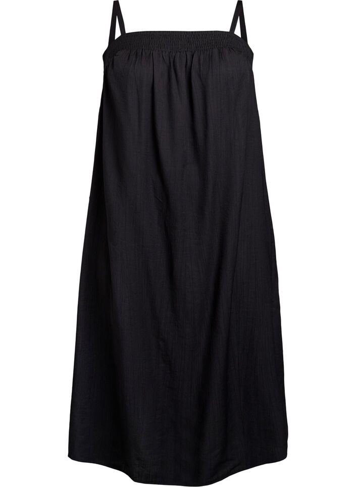 Midi slip dress in viscose, Black, Packshot image number 0