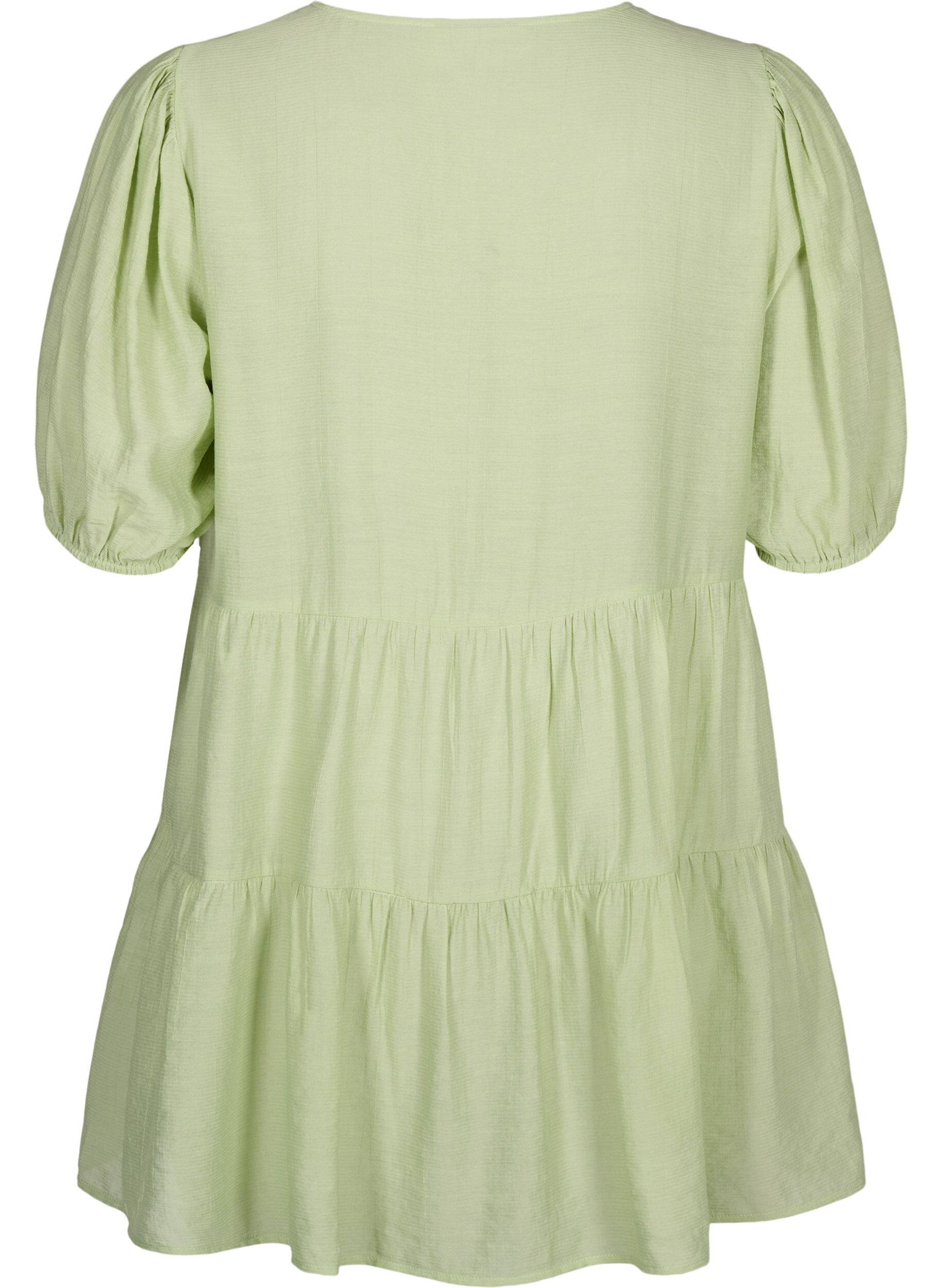 Zizzifashion A-line viscose tunic with lace-up detail, Green, Packshot image number 1