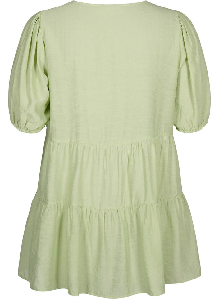 A-line viscose tunic with lace-up detail, Green, Packshot image number 1