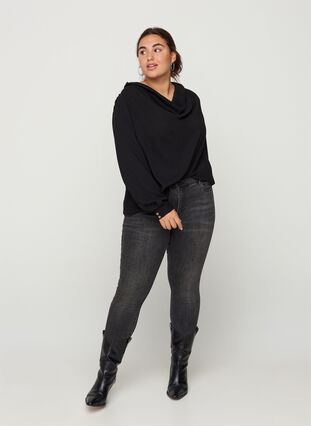 Blouse with long sleeves, Black, Model image number 2