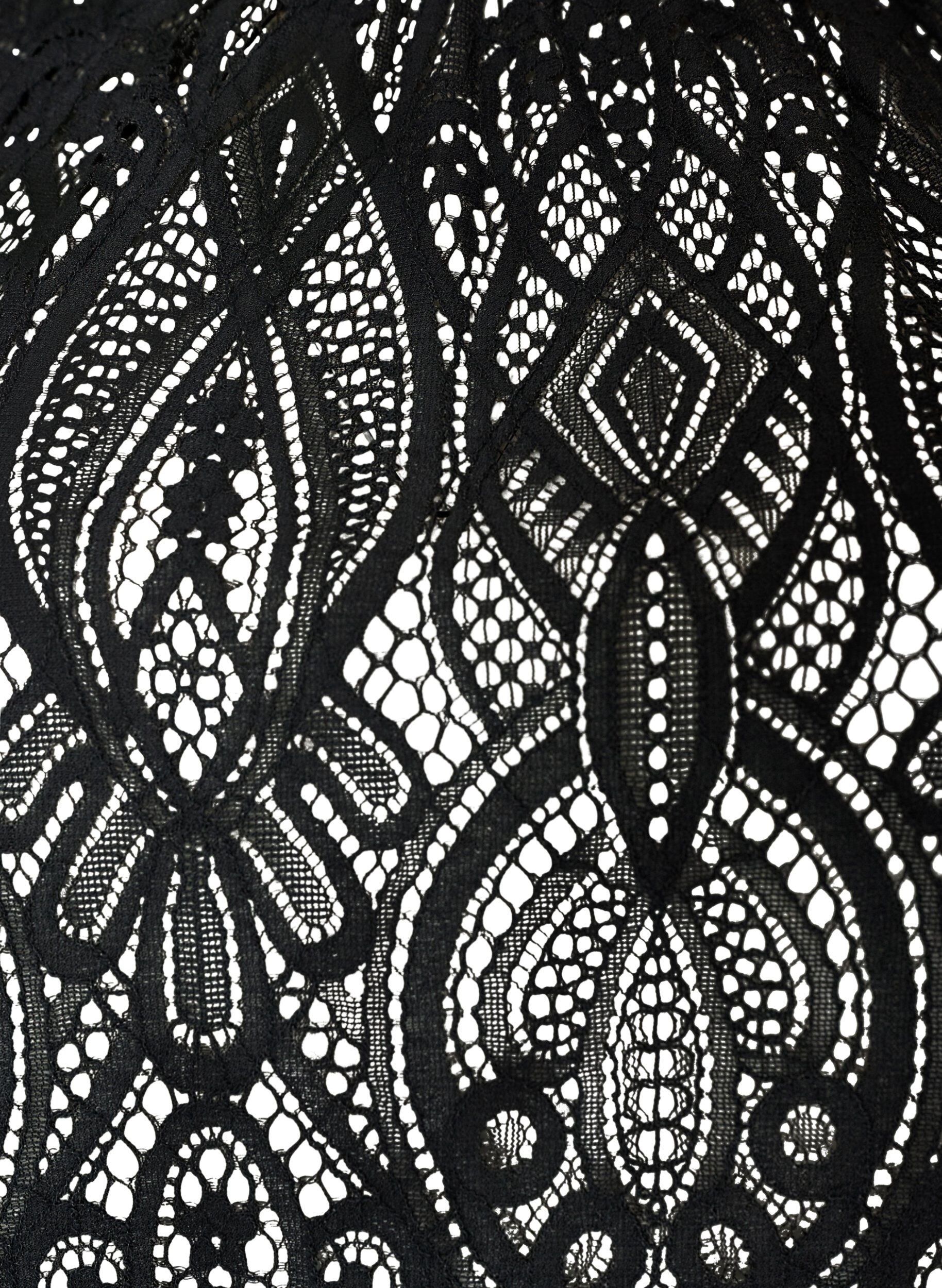 ZizzifashionLace blouse with long trumpet sleeves and ruffles, Black, Packshot image number 2