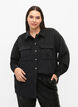 Long sleeve velvet shirt with chest pockets, Black, Model image number 0