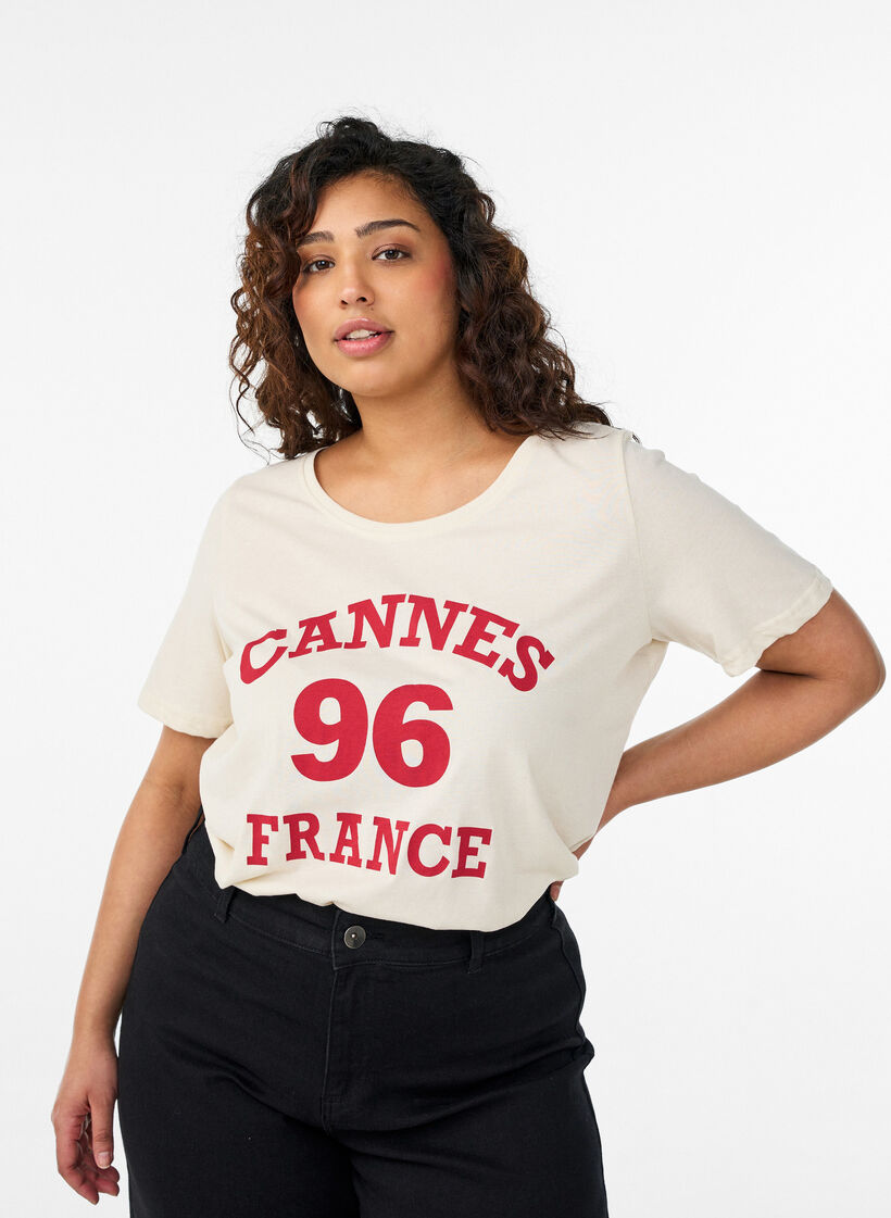 T-shirt with motif, Vanilla, Model image number 0