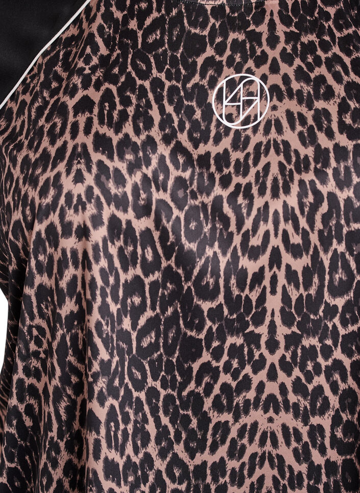 Workout t-shirt with leopard print and raglan sleeves, Brown, Packshot image number 2