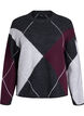 Jumper with large checks and contrast sleeves, Dark Grey, Packshot image number 0