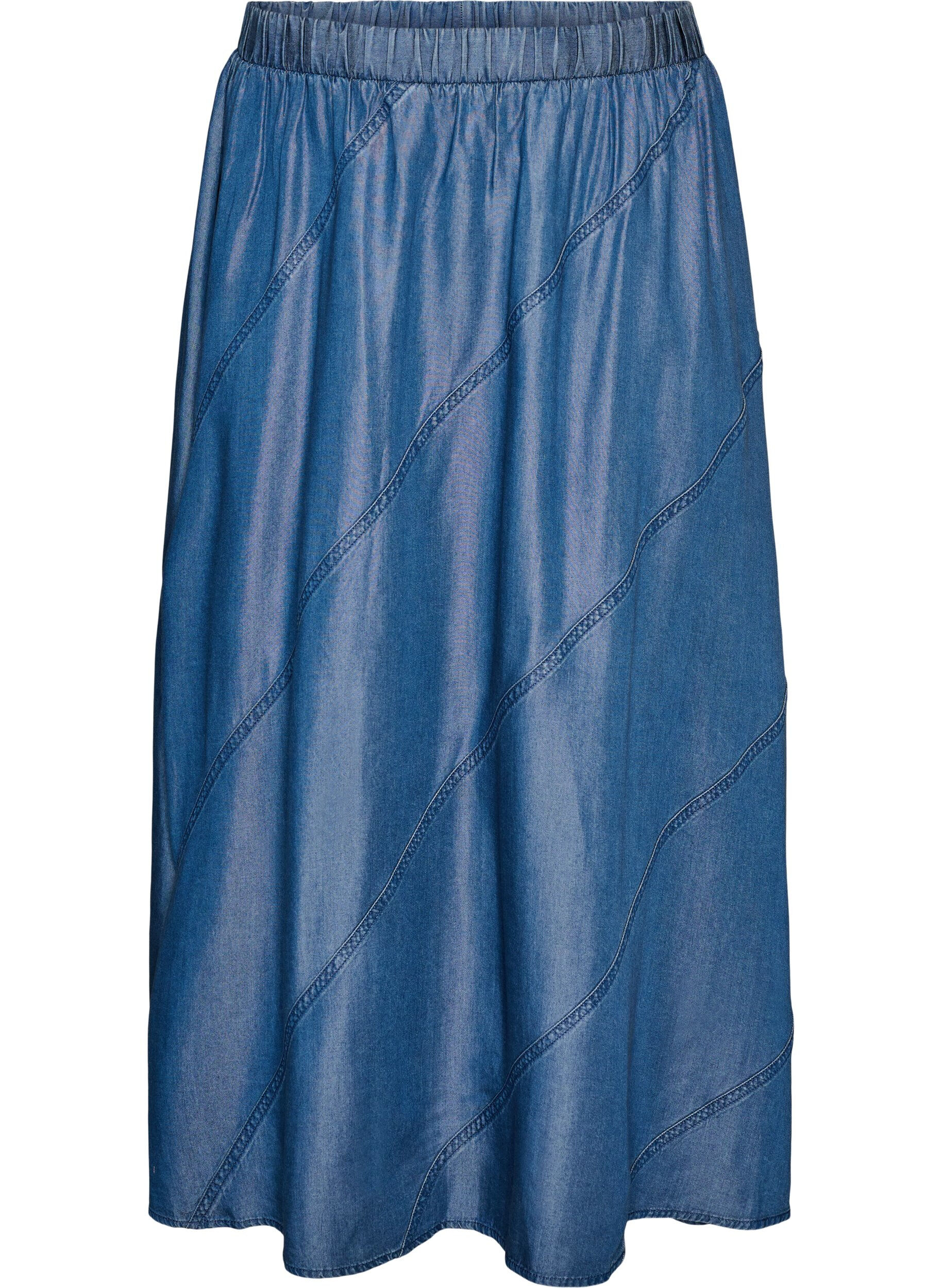 Zizzifashion Denim-look maxi skirt in TENCEL&trade; Lyocell, Blue, Packshot image number 0