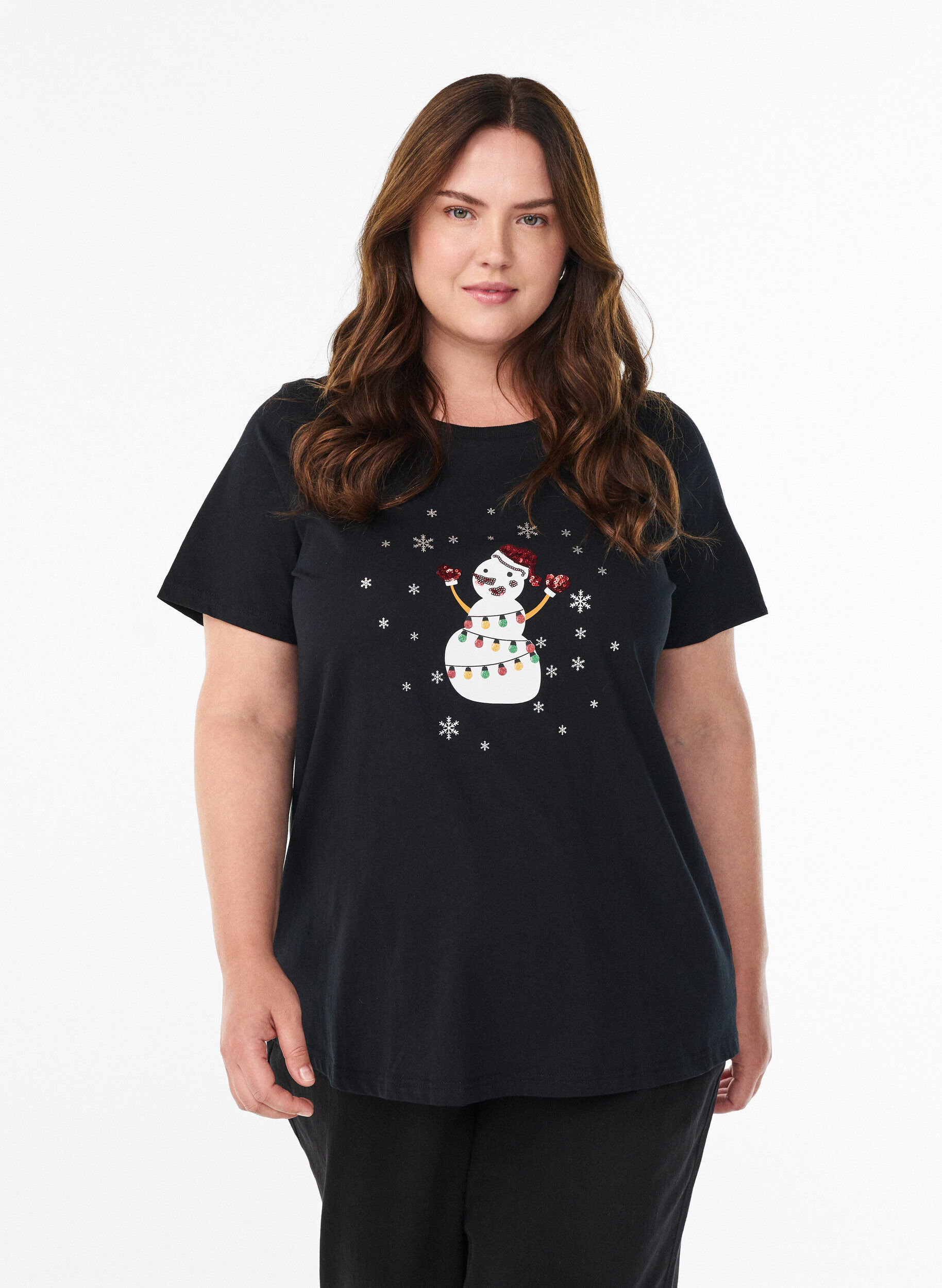Zizzifashion Christmas t-shirt in organic cotton, Black, Model image number 0