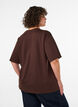 T-shirt with rhinestones and round neck, Brown, Model image number 2