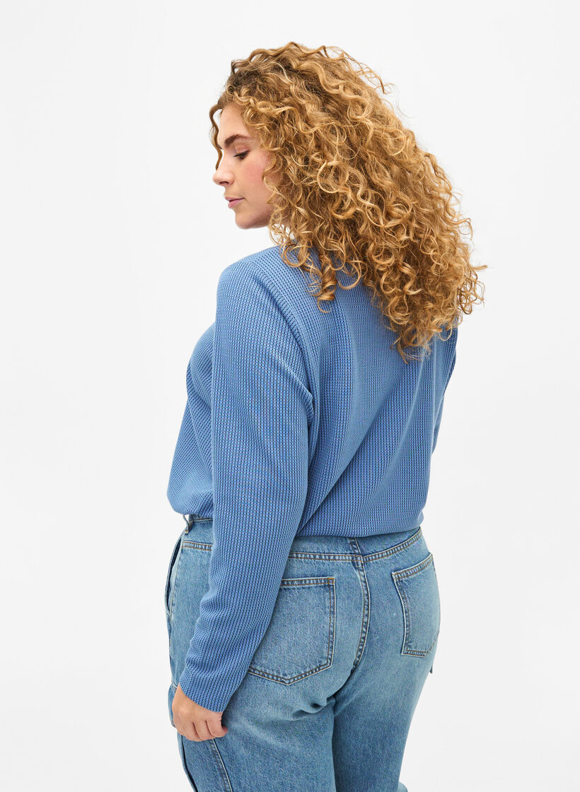 Textured A-line blouse, Quiet Harbor, Model image number 1